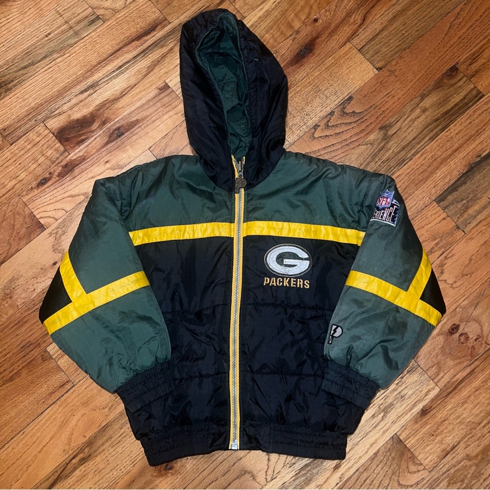 Vintage Small Kids 8 Pro Player x NFL Green Bay Packers Reversible Puffer